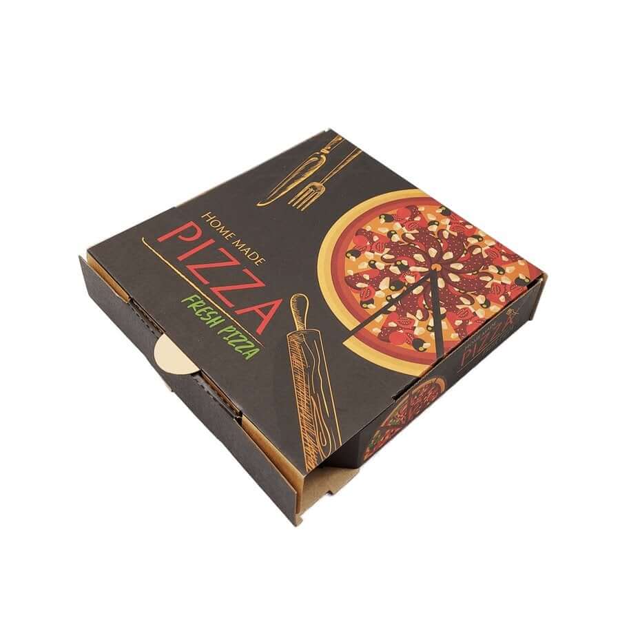 กล่องพิซซ่าลูกฟูก SCP PACKING พิมพ์ลาย ขนาด 12.5 X 12.5 X 1.5 นิ้ว สีดำ (20 กล่อง/แพ็ค)